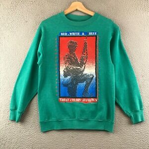 Vintage Sun‎ Sportswear Patriotic Graphic Sweatshirt Red White Blue S